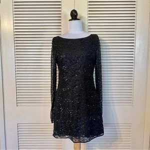 MLV Sequin Long Sleeve Backless Mini Dress